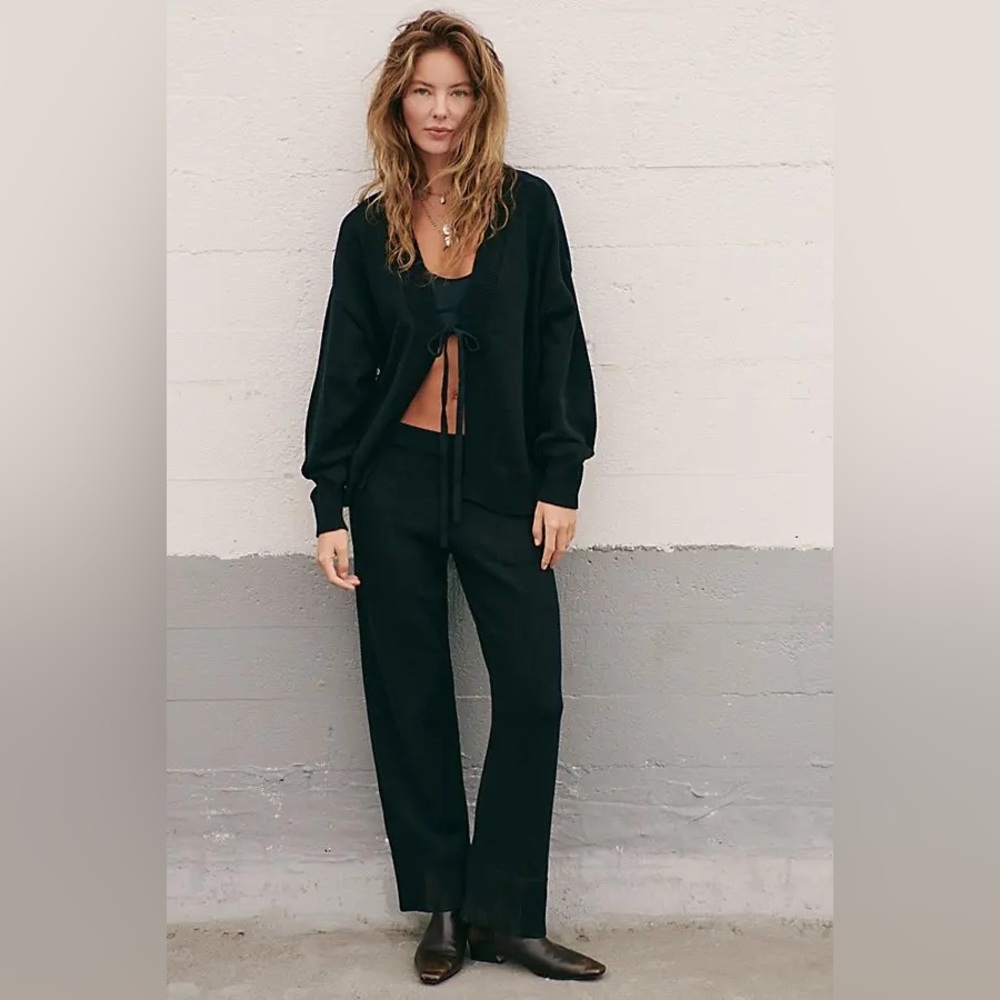 NWOT Free People Beach Solar Sweater Set-Black